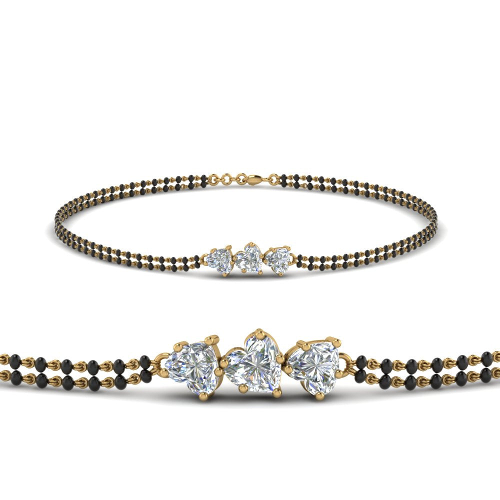 3 Heart Diamond Bracelet Mangalsutra