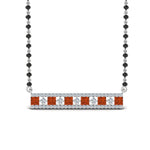 Load image into Gallery viewer, 3-Row-Bar-Diamond-Mangalsutra-Pendant-With-Orange-Sapphire