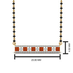 Load image into Gallery viewer, 3-Row-Bar-Diamond-Mangalsutra-Pendant-With-Orange-Sapphire
