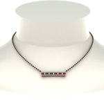 Load image into Gallery viewer, 3-Row-Bar-Diamond-Mangalsutra-Pendant-With-Pink-Sapphire