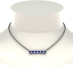 Load image into Gallery viewer, 3-Row-Bar-Diamond-Mangalsutra-Pendant-With-Sapphire
