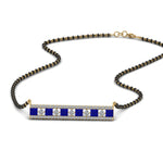 Load image into Gallery viewer, 3-Row-Bar-Diamond-Mangalsutra-Pendant-With-Sapphire