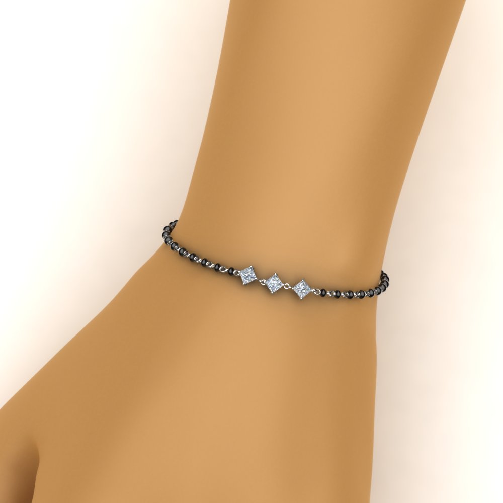 3 Stone Bracelet Mangalsutra With Beads