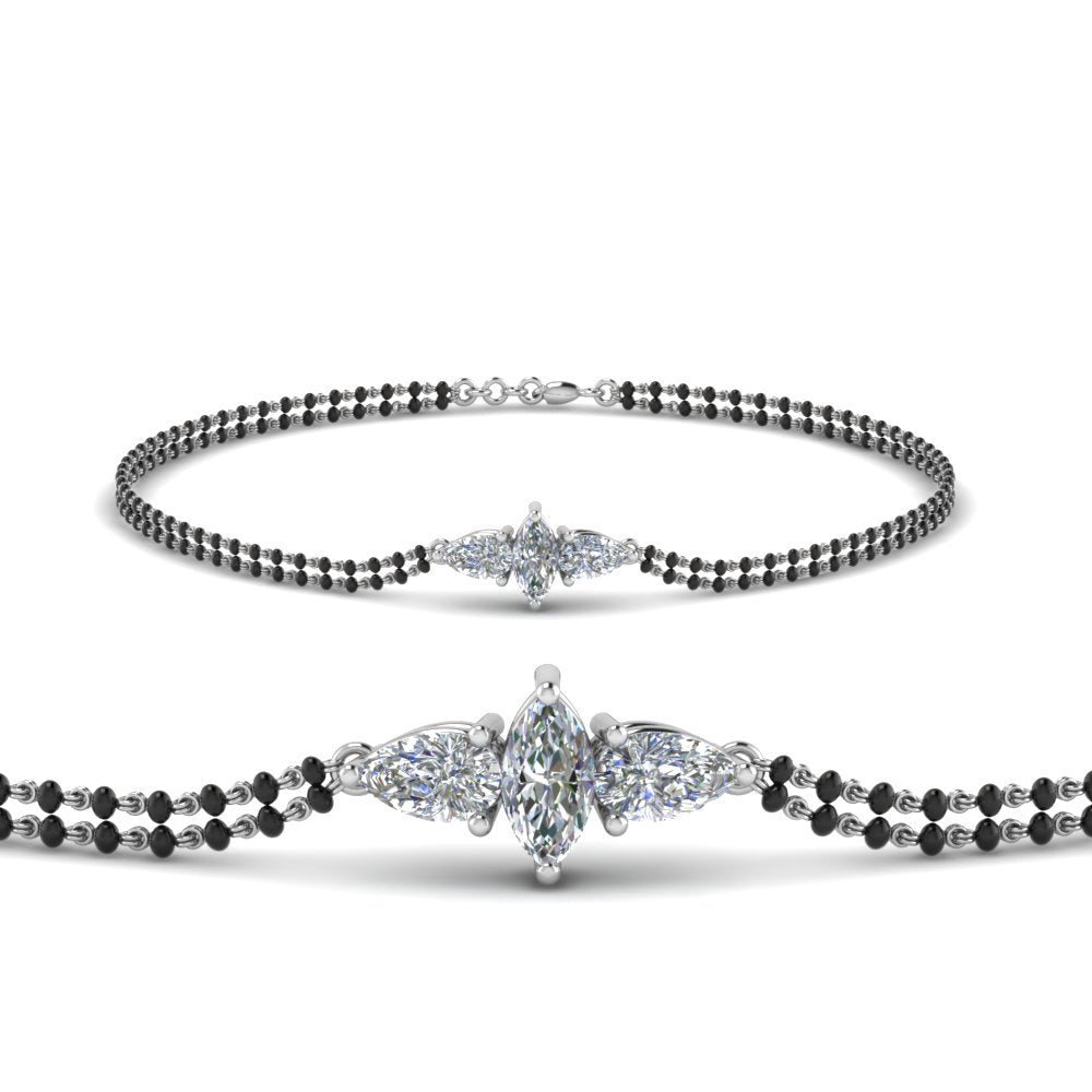 3 Stone Diamond Mangalsutra Bracelet