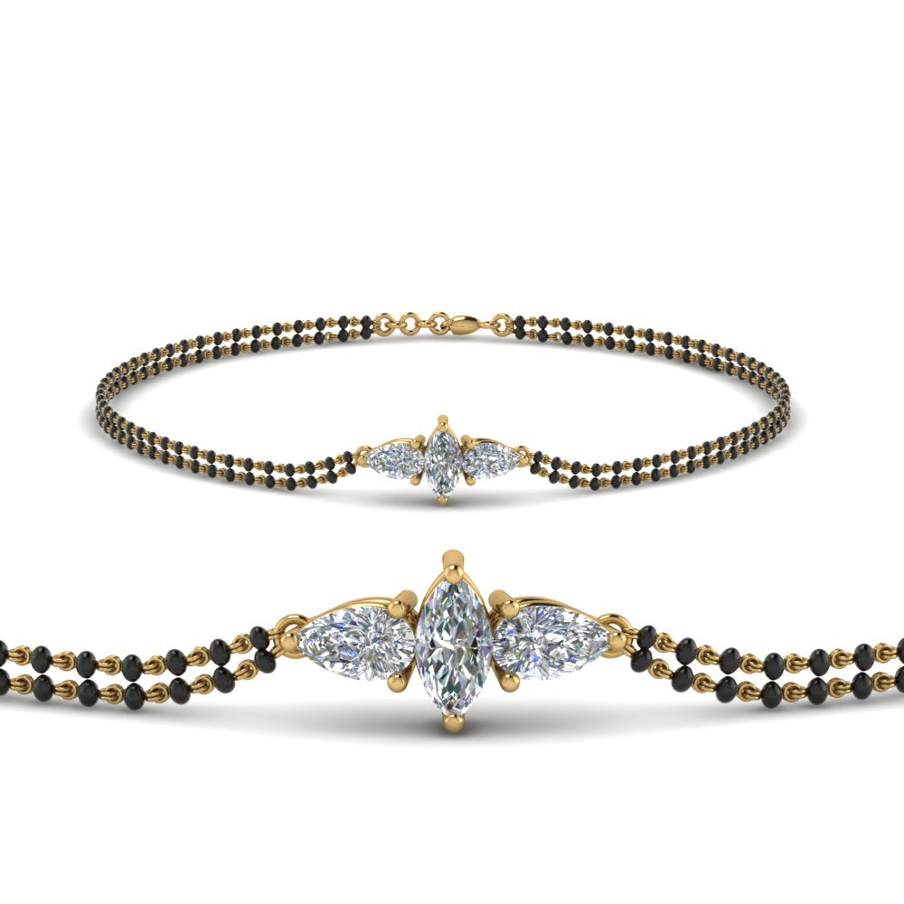 3 Stone Diamond Mangalsutra Bracelet