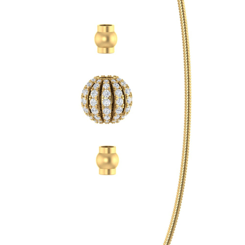 Ball Design Diamond Thali Mugappu With Gold Chain