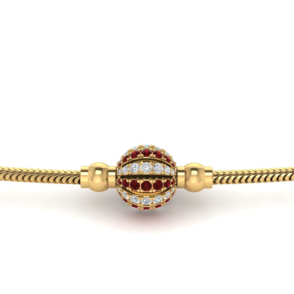 Ball Design Ruby Thali Chain Mugappu With Diamond