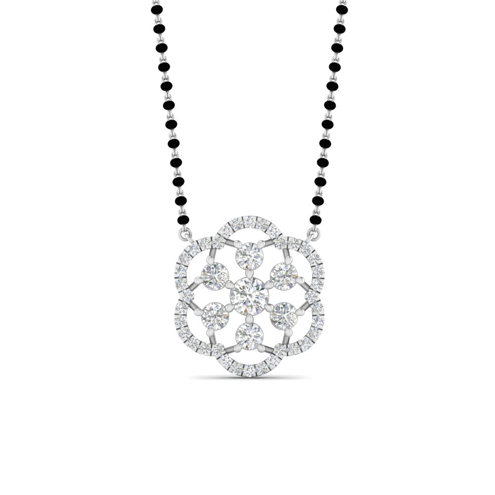 Real Diamond Flower Mangalsutra Pendant