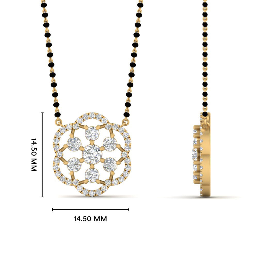 Real Diamond Flower Mangalsutra Pendant