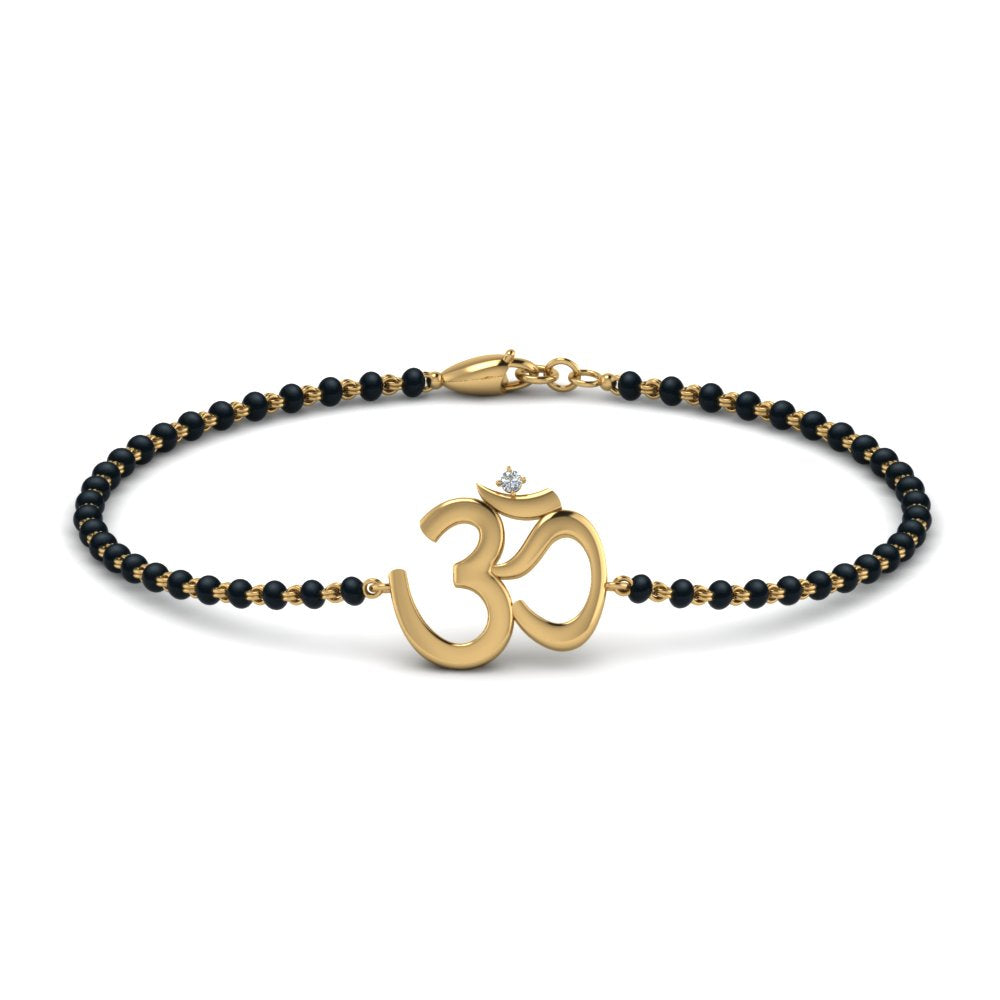 14K Gold Diamond Accented Om Sanskrit Mantra Bracelet