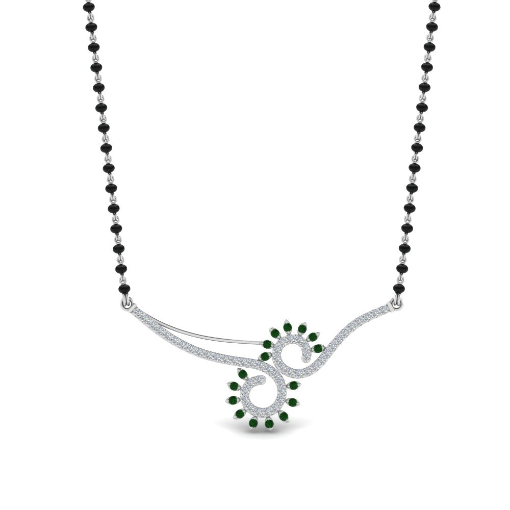 Emerald Beautiful Black Beads Mangalsutra Chain
