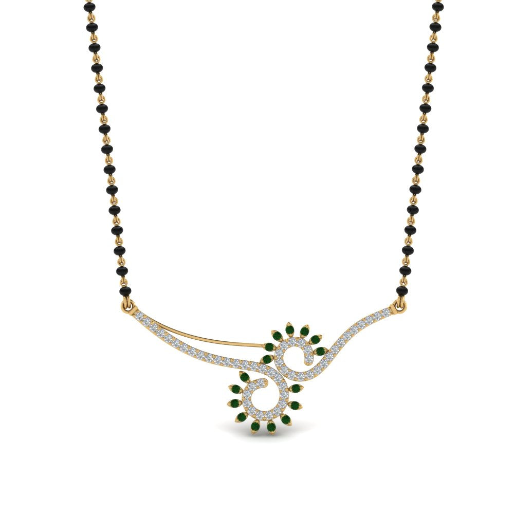 Emerald Beautiful Black Beads Mangalsutra Chain