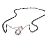 Load image into Gallery viewer, Orange Sapphire Beautiful Black Beads Mangalsutra Chain