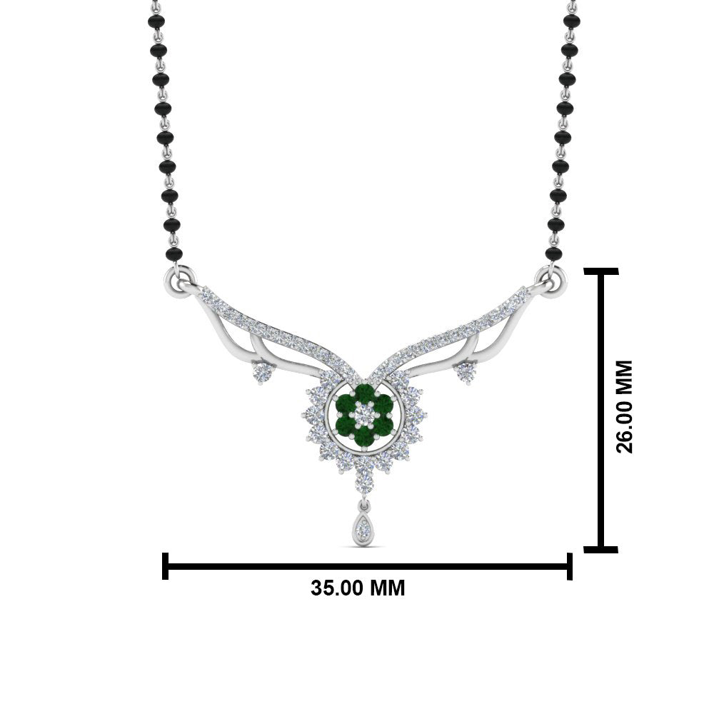 Beautiful-Diamond-Bead-Mangalsutra-With-Emerald