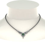 Load image into Gallery viewer, Beautiful-Diamond-Bead-Mangalsutra-With-Emerald