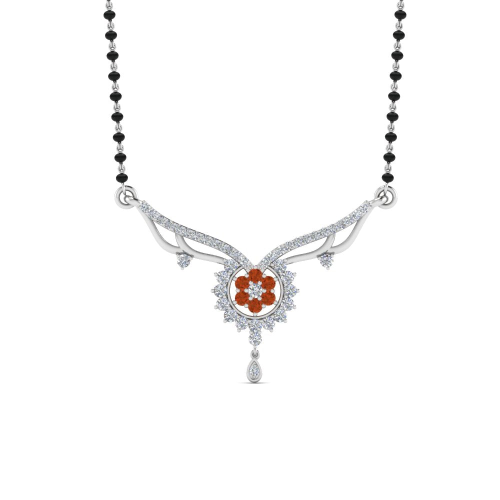 Beautiful-Diamond-Bead-Mangalsutra-With-Orange-Sapphire