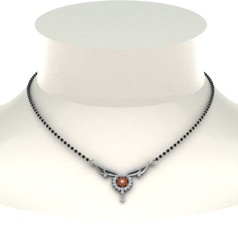 Beautiful-Diamond-Bead-Mangalsutra-With-Orange-Sapphire