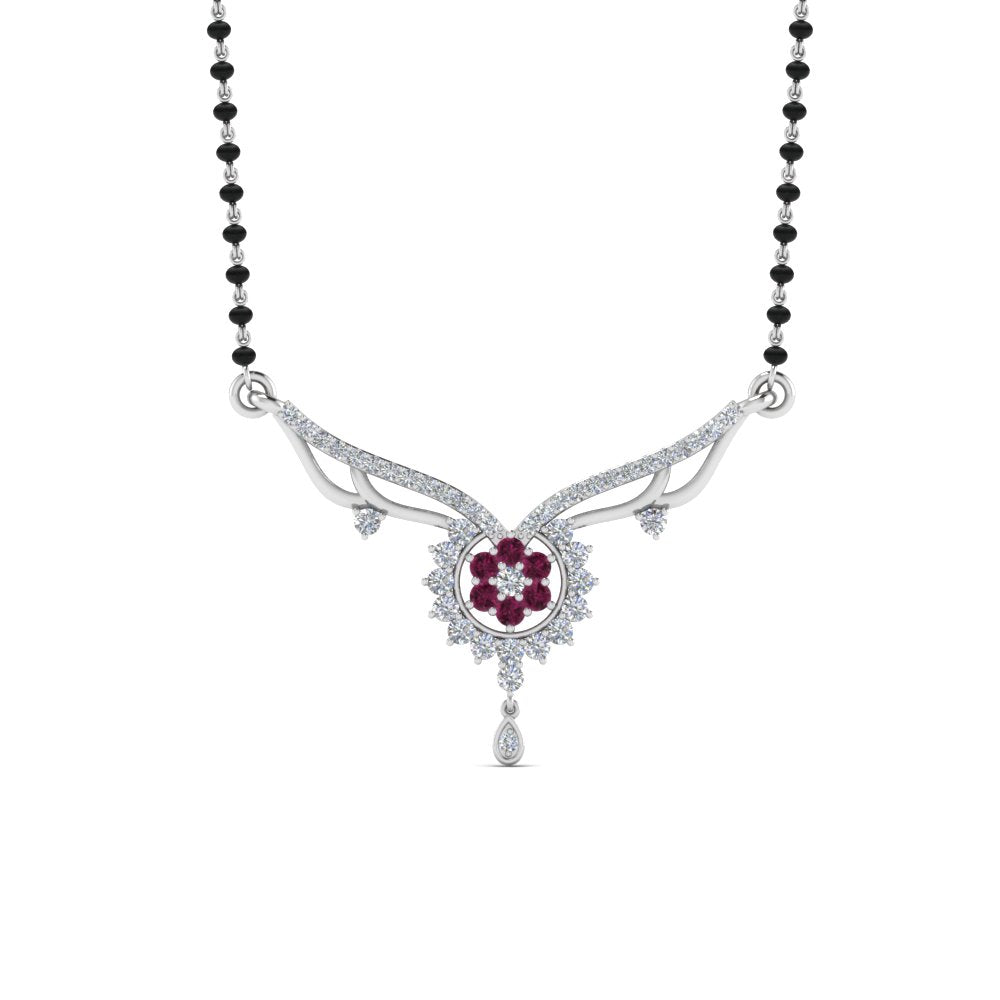 Beautiful-Diamond-Bead-Mangalsutra-With-Pink-Sapphire