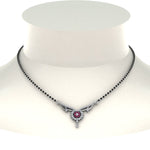 Load image into Gallery viewer, Beautiful-Diamond-Bead-Mangalsutra-With-Pink-Sapphire
