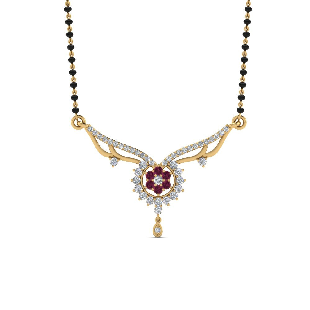 Beautiful-Diamond-Bead-Mangalsutra-With-Pink-Sapphire