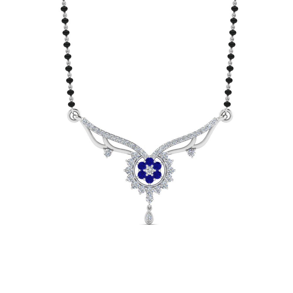 Beautiful-Diamond-Bead-Mangalsutra-With-Sapphire