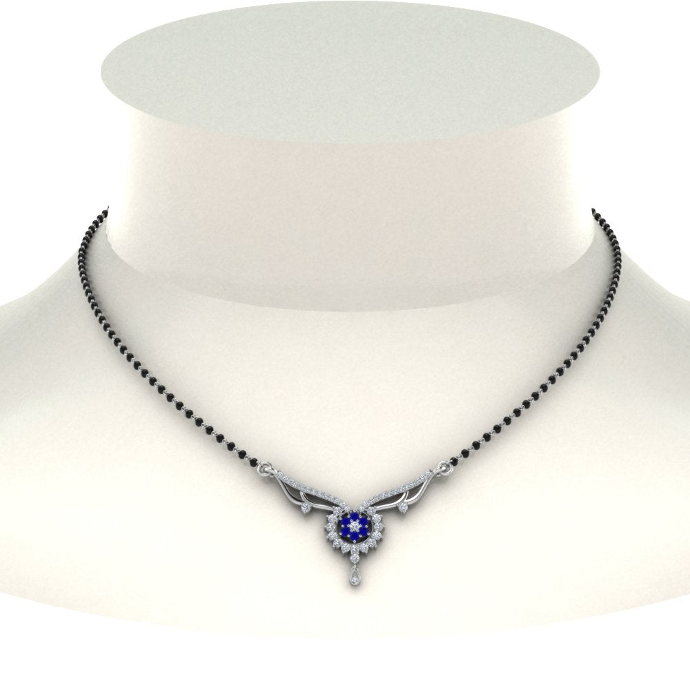 Beautiful-Diamond-Bead-Mangalsutra-With-Sapphire