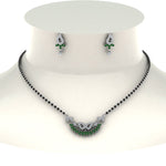 Load image into Gallery viewer, Beautiful-Diamond-Mangalsutra-Earring-Set-With-Emerald
