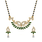 Load image into Gallery viewer, Beautiful-Diamond-Mangalsutra-Earring-Set-With-Emerald