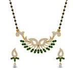 Load image into Gallery viewer, Beautiful-Diamond-Mangalsutra-Earring-Set-With-Emerald
