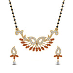 Load image into Gallery viewer, Beautiful-Diamond-Mangalsutra-Earring-Set-With-Orange-Sapphire