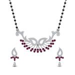 Load image into Gallery viewer, Beautiful-Diamond-Mangalsutra-Earring-Set-With-Pink-Sapphire
