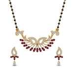 Load image into Gallery viewer, Beautiful-Diamond-Mangalsutra-Earring-Set-With-Pink-Sapphire
