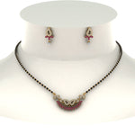 Load image into Gallery viewer, Beautiful-Diamond-Mangalsutra-Earring-Set-With-Pink-Sapphire
