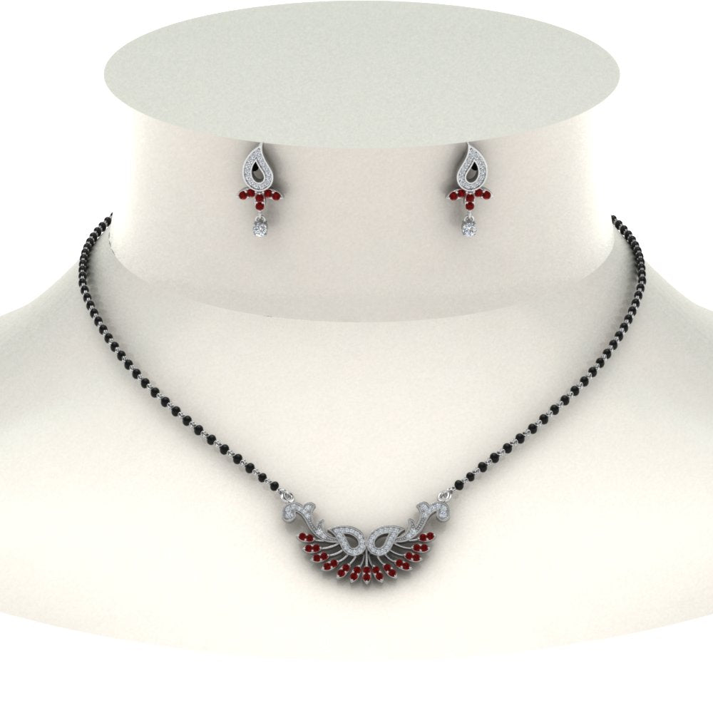 Beautiful-Diamond-Mangalsutra-Earring-Set-With-Ruby