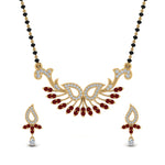 Load image into Gallery viewer, Beautiful-Diamond-Mangalsutra-Earring-Set-With-Ruby
