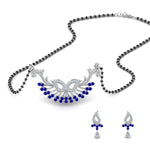 Load image into Gallery viewer, Beautiful-Diamond-Mangalsutra-Earring-Set-With-Sapphire