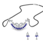 Load image into Gallery viewer, Beautiful-Diamond-Mangalsutra-Earring-Set-With-Sapphire

