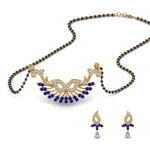 Load image into Gallery viewer, Beautiful-Diamond-Mangalsutra-Earring-Set-With-Sapphire
