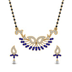 Load image into Gallery viewer, Beautiful-Diamond-Mangalsutra-Earring-Set-With-Sapphire
