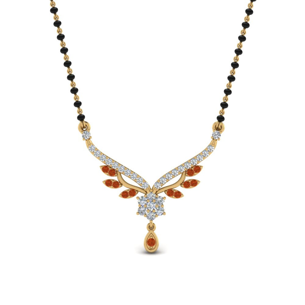 Beautiful-Drop-Orange-Sapphire-Mangalsutra