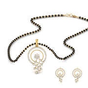 Circle-Pave-Diamond-Mangalsutra-Pendant-And-Earrings