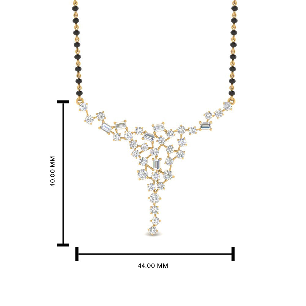 Cluster Baguette And Round Diamond Necklace Mangalsutra