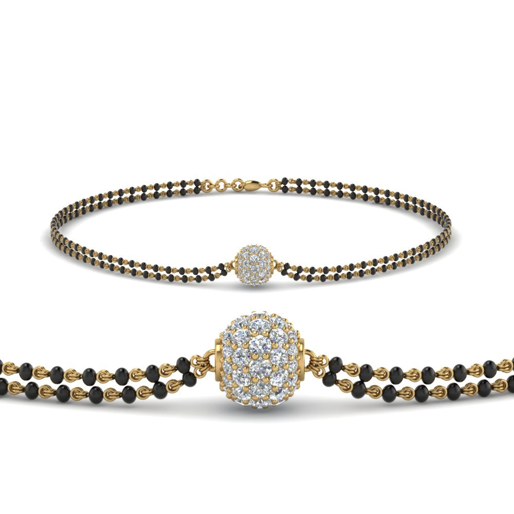 Gold Bracelet American Diamond Hand Mangalsutra For Women