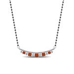 Load image into Gallery viewer, Curved-Bar-Diamond-Mangalsutra-With-Orange-Sapphire