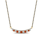 Load image into Gallery viewer, Curved-Bar-Diamond-Mangalsutra-With-Orange-Sapphire