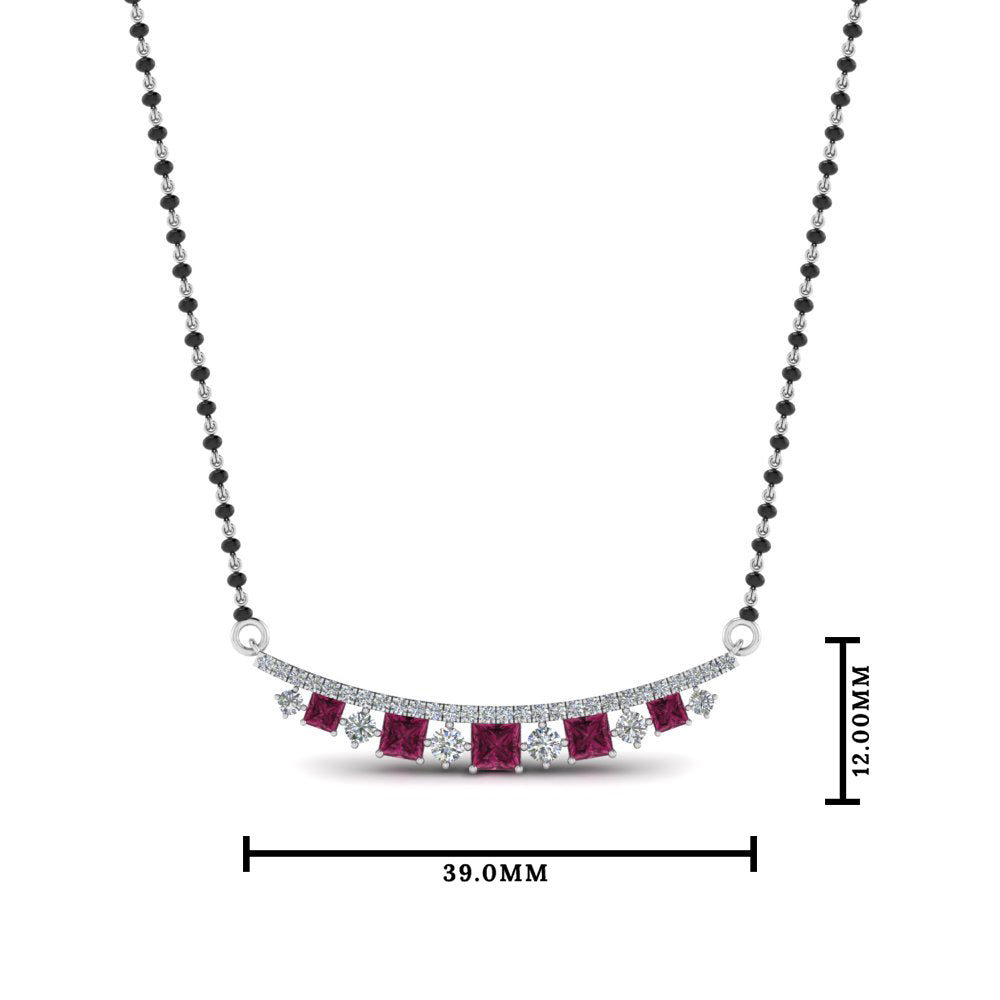 Curved Bar Pink Sapphire Mangalsutra