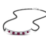 Load image into Gallery viewer, Curved-Bar-Diamond-Mangalsutra-With-Pink-Sapphire
