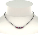 Load image into Gallery viewer, Curved-Bar-Diamond-Mangalsutra-With-Pink-Sapphire
