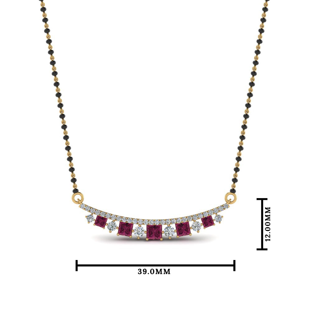 Curved Bar Pink Sapphire Mangalsutra