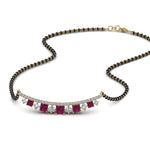 Load image into Gallery viewer, Curved-Bar-Diamond-Mangalsutra-With-Pink-Sapphire
